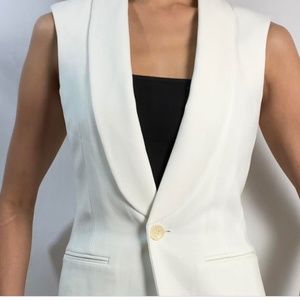 BCBG White Tuxedo Vest in White | Size XS